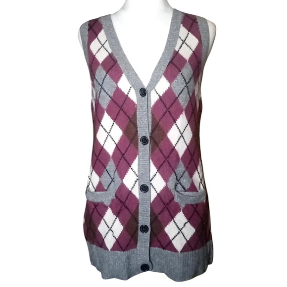 Cabi Women's Book Club Wool Blend Argyle Button Down Sweater Vest Size‎ Small - Picture 1 of 8